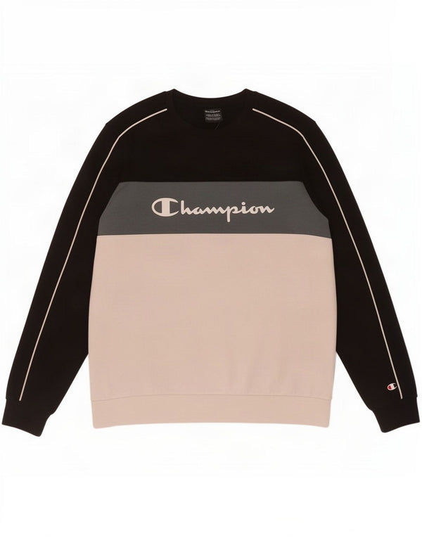 Suéter gráfico Champion Boys 15-16 anos 2XL preto colorblock