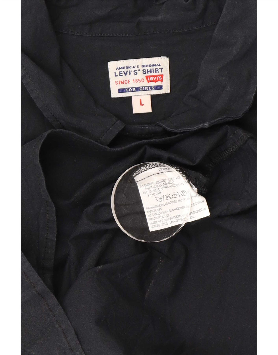 Camisa feminina de manga 3/4 Levi's UK 14 grande algodão preto