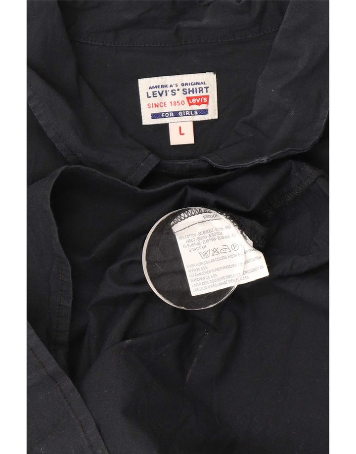 Camisa feminina de manga 3/4 Levi's UK 14 grande algodão preto
