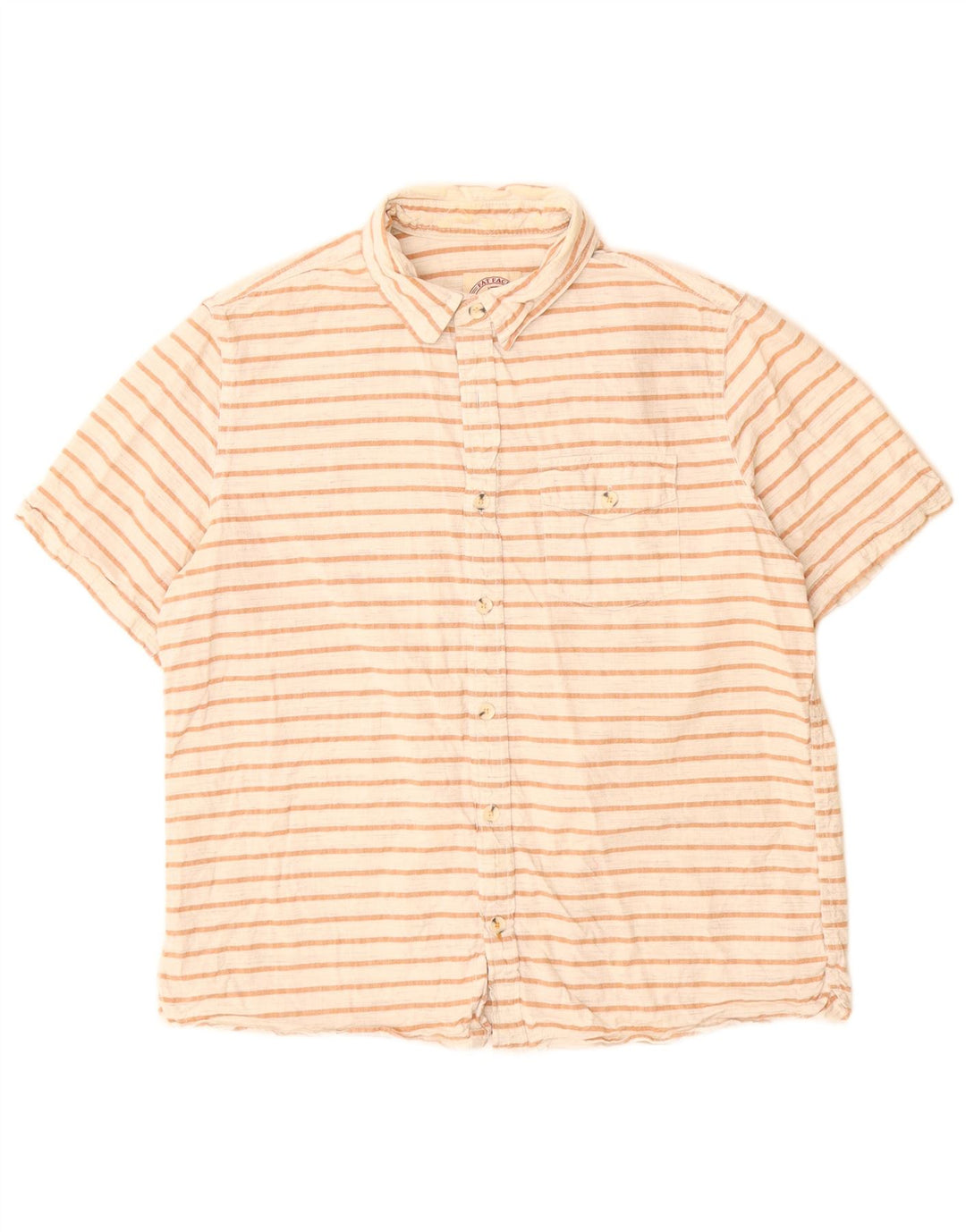 Camisa masculina de manga curta Fat Face grande algodão listrado branco
