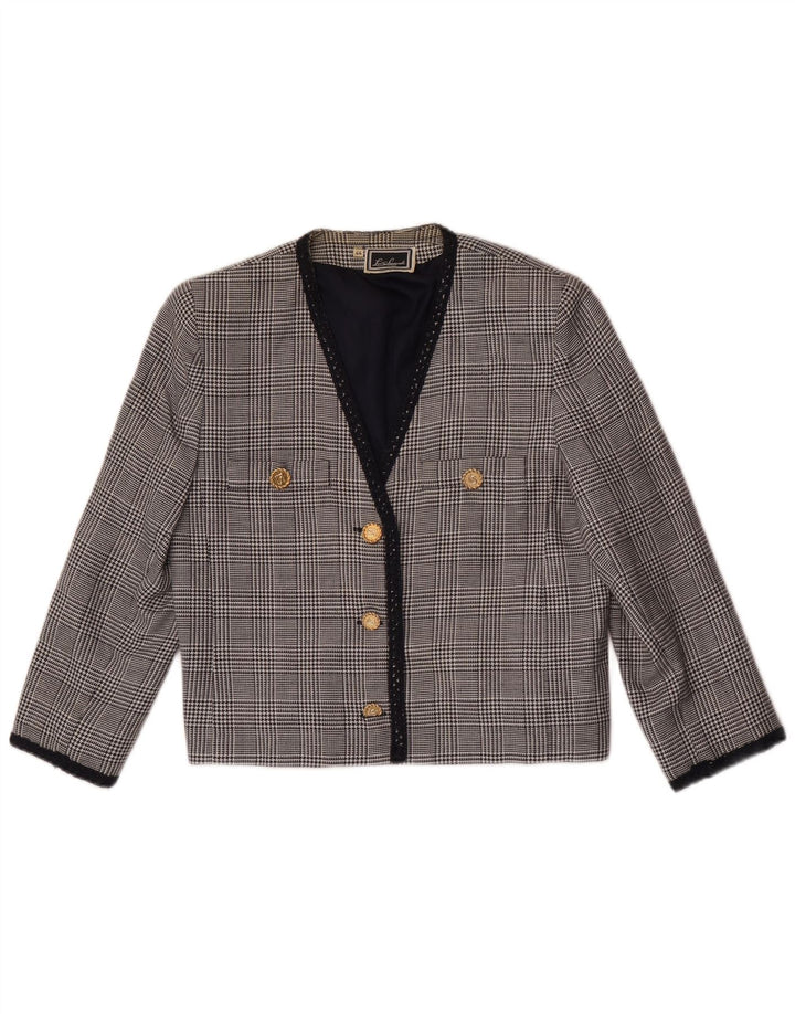 Luisa Spagnoli Jaqueta blazer feminina manga 3/4 IT 44 cinza médio
