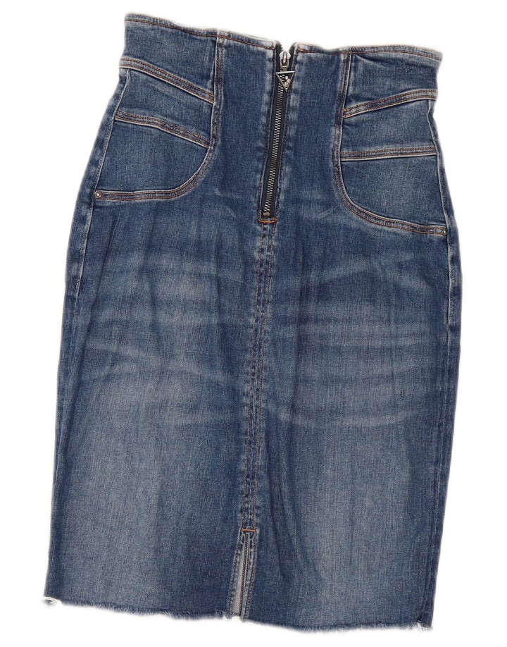 Saia jeans feminina Guess W26 pequena azul