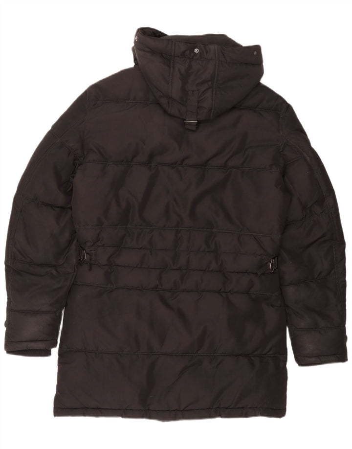 Casaco acolchoado com capuz masculino Zara UK 36 pequeno poliéster preto