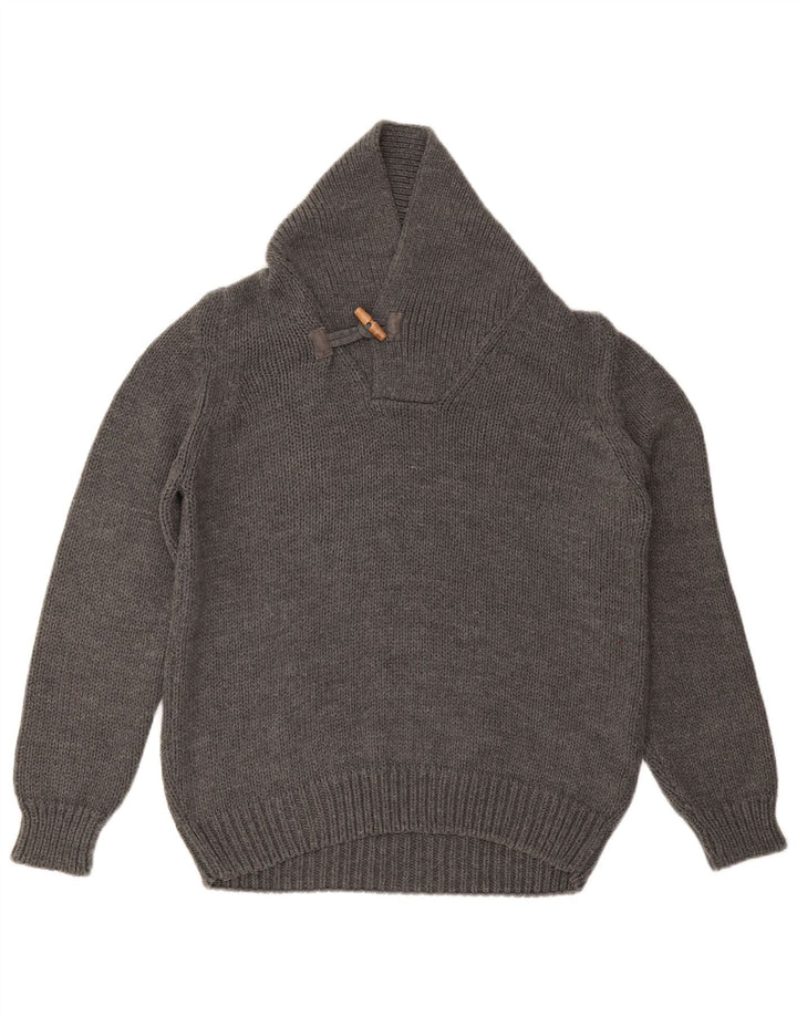 Suéter masculino ZARA com gola xale grande acrílico cinza