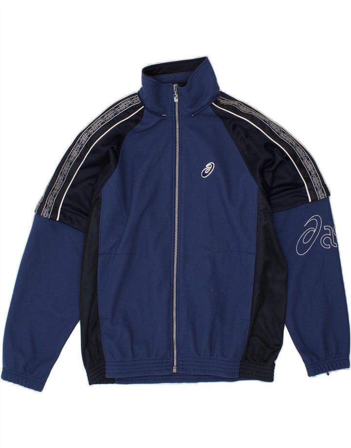 ASICS Mens Graphic Tracksuit Top Jaqueta Médio Azul Marinho Colorblock