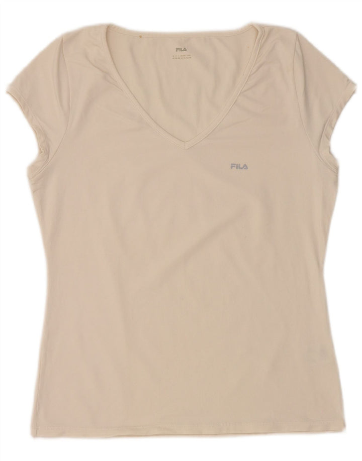 Camiseta feminina FILA UK 16 grande off white nylon