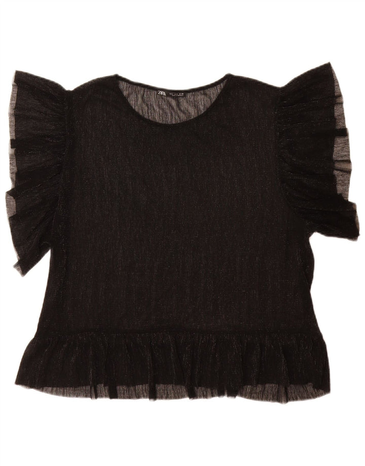 Blusa feminina Zara UK 16 grande preta manchada