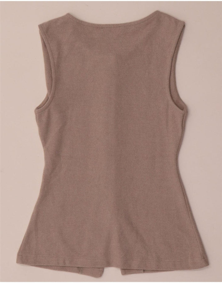 Zara Womens Sleeveless Cardigan Top UK 8 Small Beige Polyester