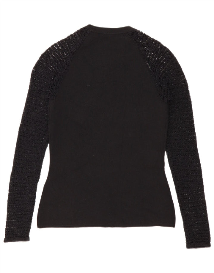 Suéter feminino Reiss com gola redonda e viscose preta média UK 12