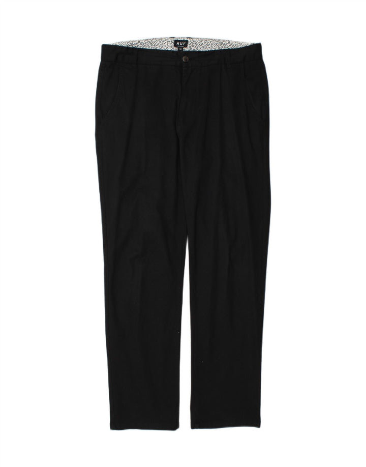 HUF Mens Straight Chino Trousers W32 L30 Black Cotton Vintage HUF and Second-Hand HUF from Messina Hembry 