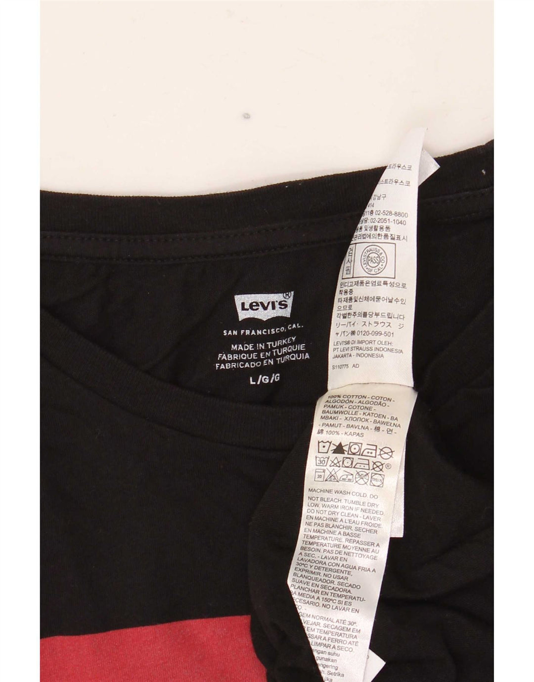 Top gráfico masculino Levi's manga comprida grande algodão preto