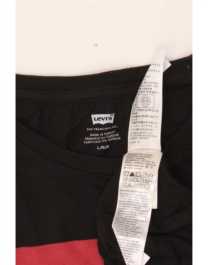 Top gráfico masculino Levi's manga comprida grande algodão preto