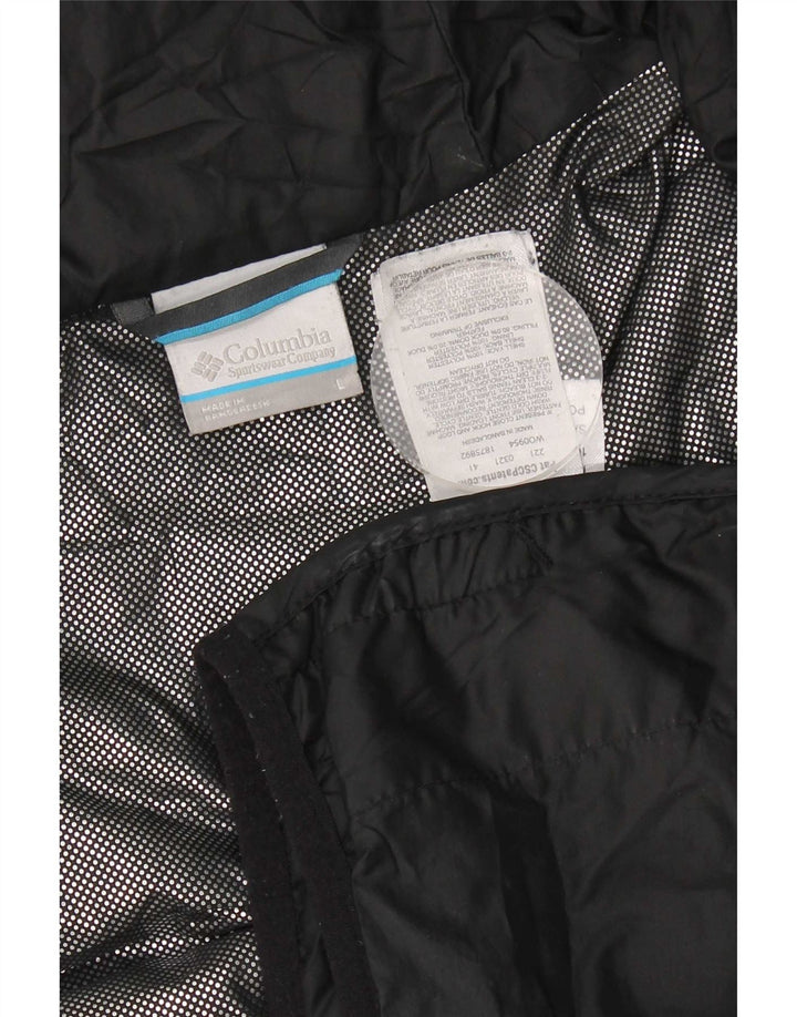 Columbia Jaqueta masculina acolchoada com capuz UK 40 grande poliéster preto