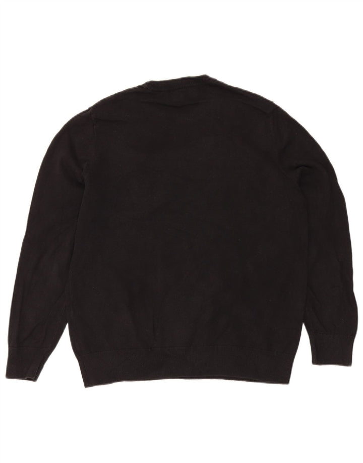 Suéter masculino Nautica com gola redonda, algodão listrado preto médio