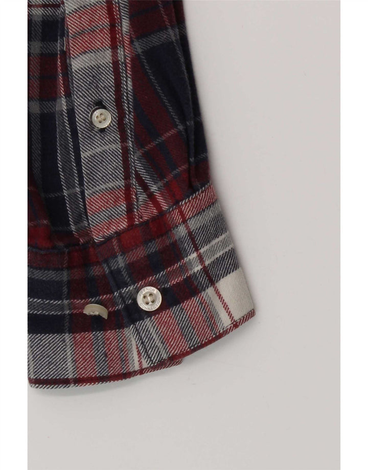 Camisa masculina de flanela French Connection de algodão xadrez azul marinho médio