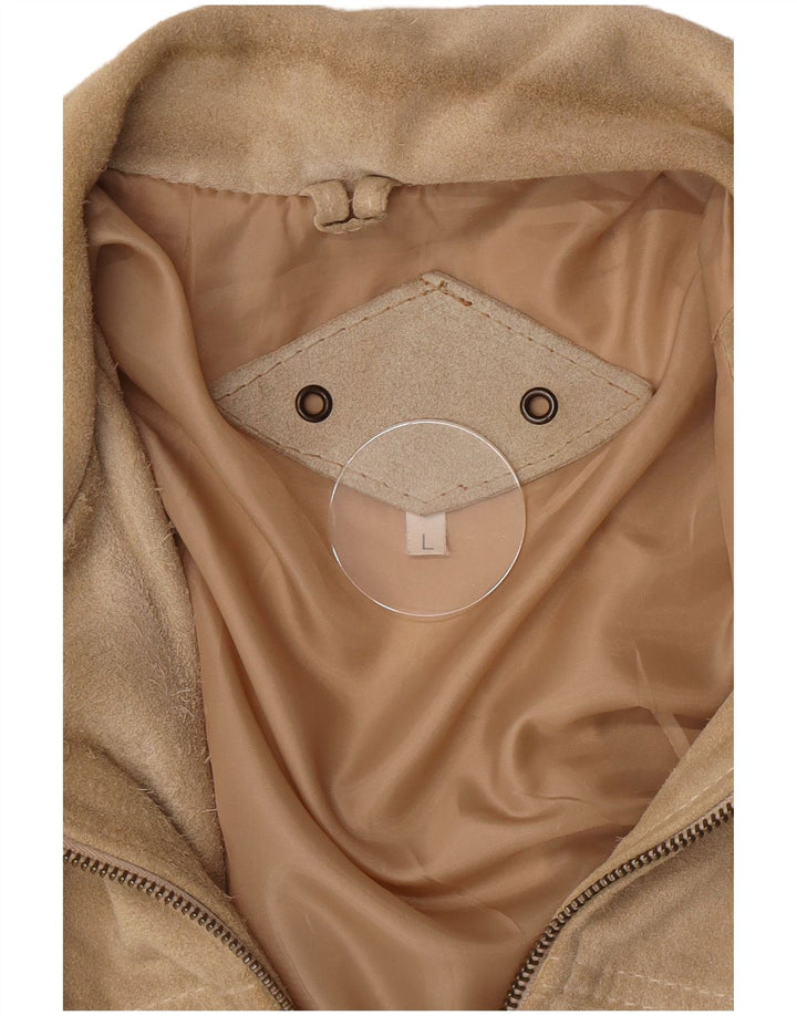 Jaqueta de camurça masculina vintage UK 40 grande bege