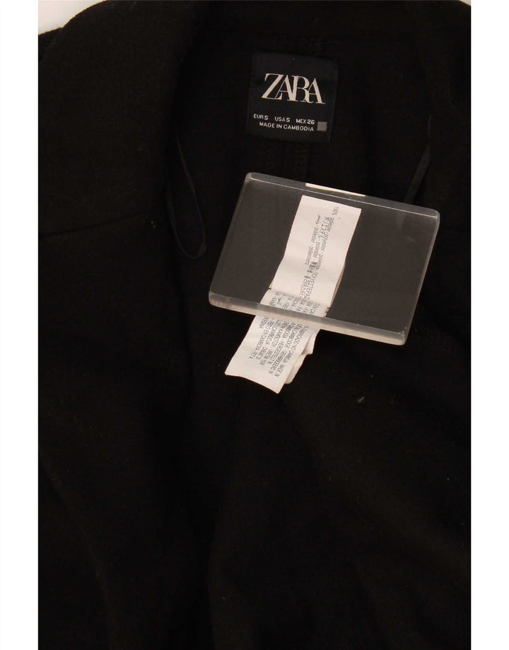 Sobretudo feminino Zara UK 10 pequeno poliéster preto