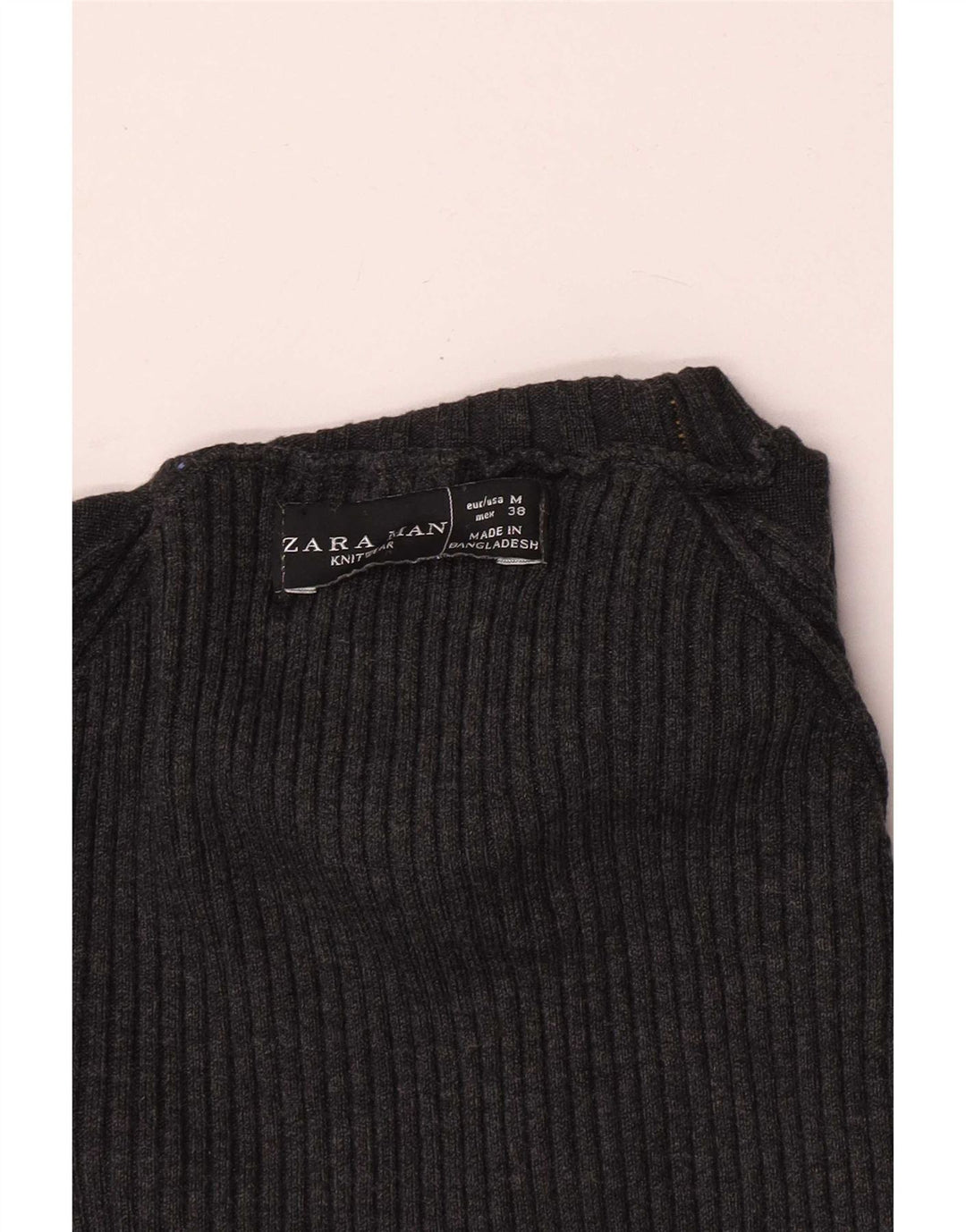 Zara Suéter masculino com gola redonda cinza médio