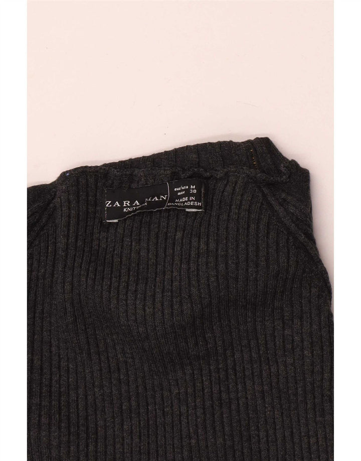 Zara Suéter masculino com gola redonda cinza médio
