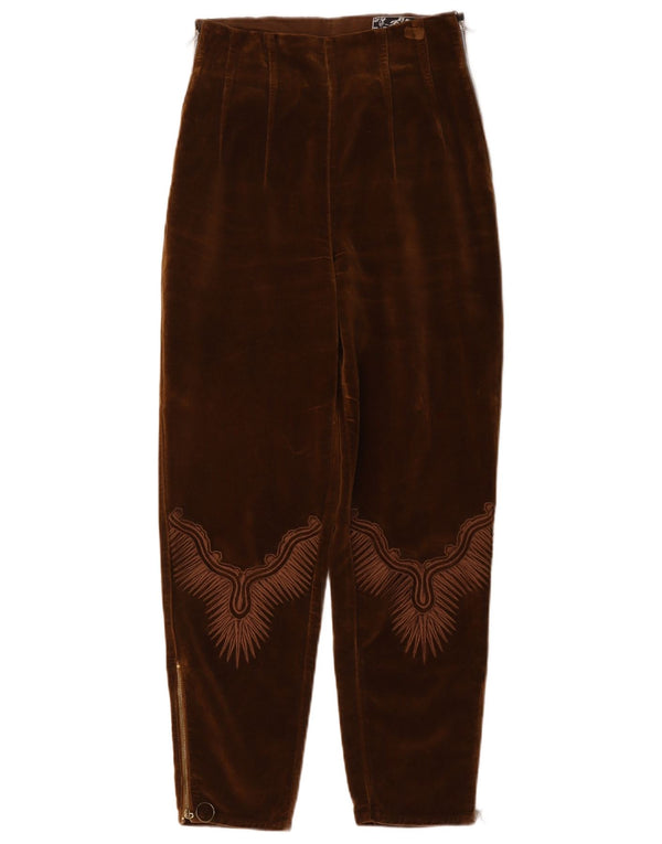 Calça casual feminina vintage cintura alta cônica IT 40 pequena W26 L26 marrom