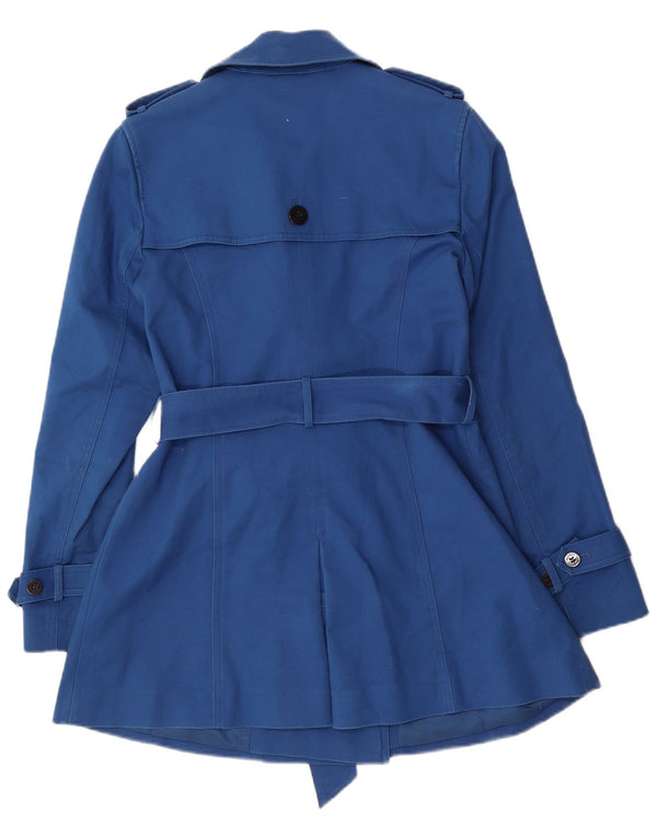Hobbs Trench Coat feminino UK 10 pequeno algodão azul