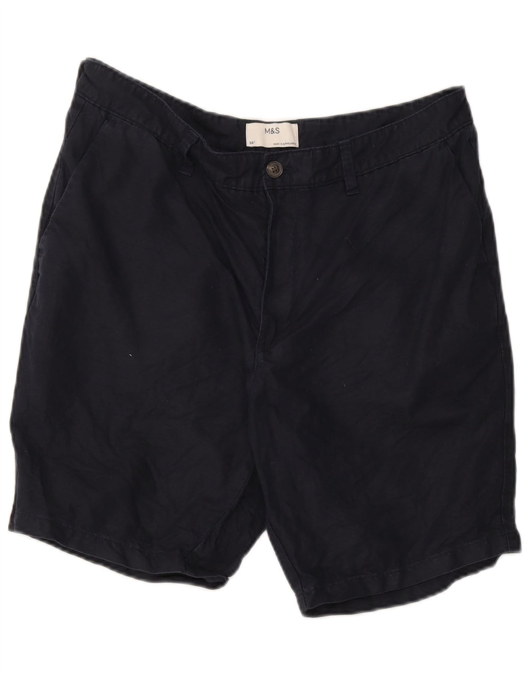 Shorts chino masculino Marks & Spencer W36 grande algodão azul marinho