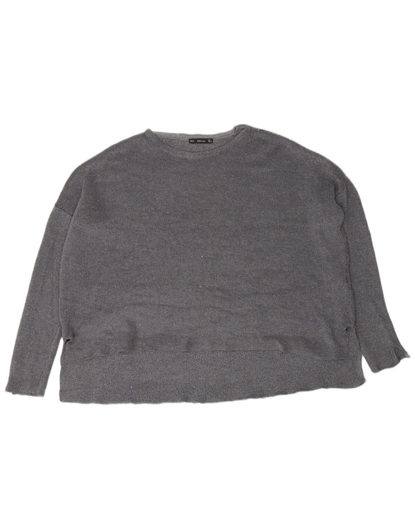 Zara Suéter feminino oversized com gola redonda Reino Unido 10 pequeno cinza