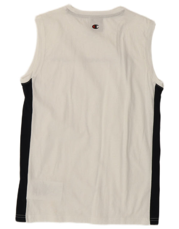 Champion Boys Graphic Vest Top 11-12 Years Large White Colourblock Sports