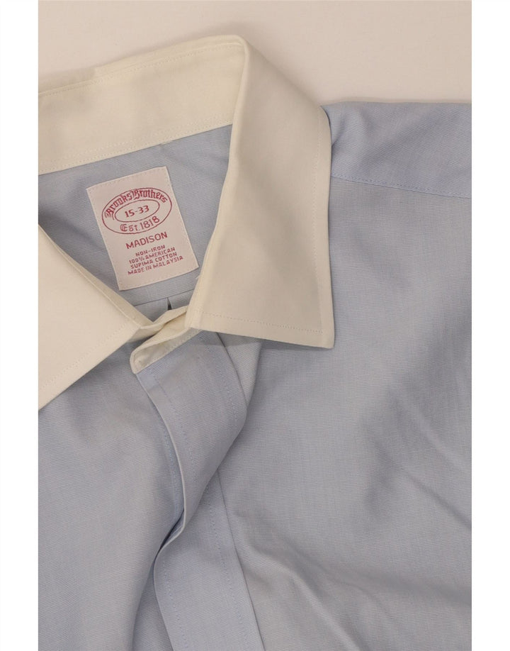 Camisa formal Brooks Brothers masculina Madison tamanho 15 algodão azul médio