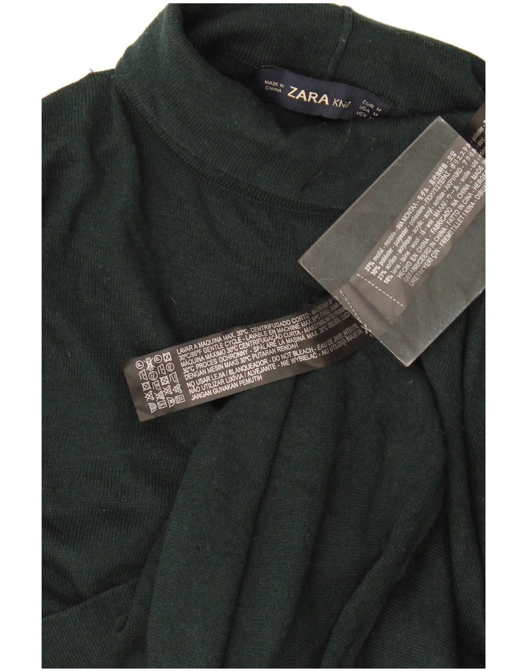 Suéter feminino Zara com gola redonda Reino Unido 14 Modal verde médio