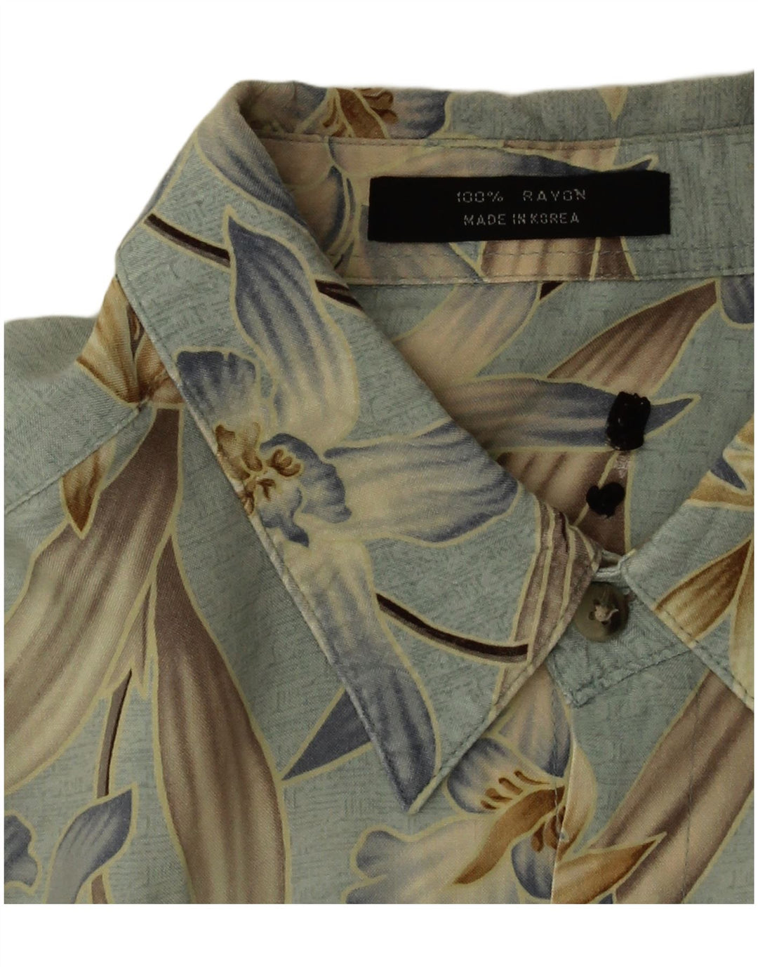 Camisa masculina vintage de manga curta grande rayon floral azul