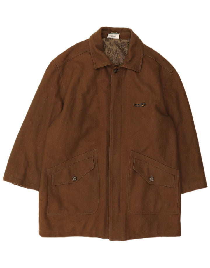 Sobretudo masculino Navigare UK 44 2XL lã marrom