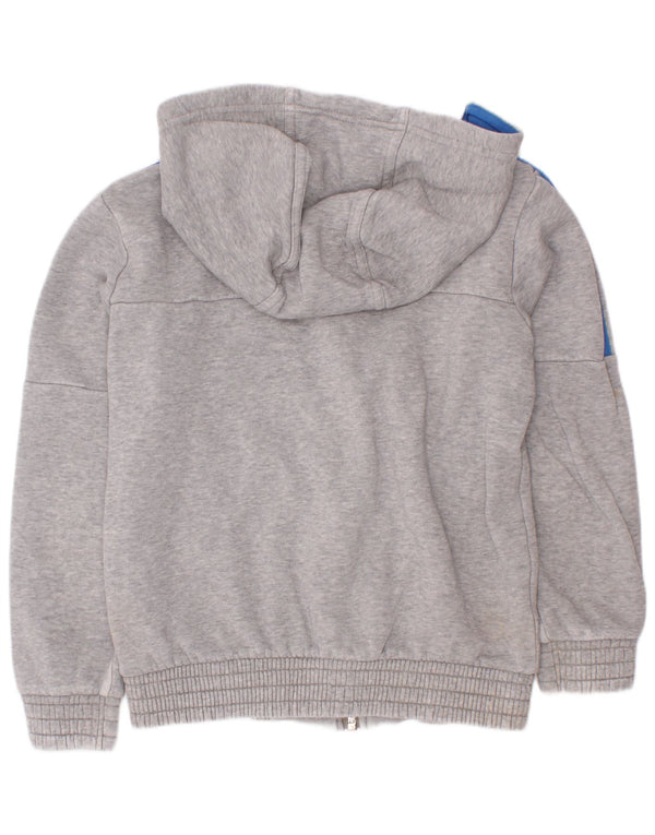 Suéter Adidas Boys Graphic Zip com capuz 7-8 anos algodão manchado cinza