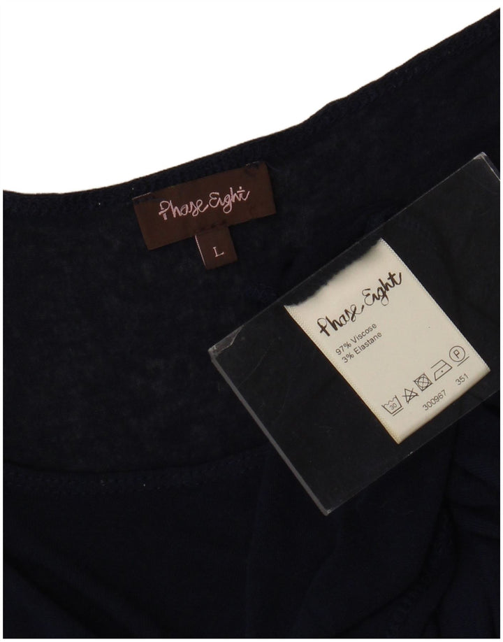Fase Eight blusa feminina oversized manga comprida Reino Unido 16 grande viscose azul marinho