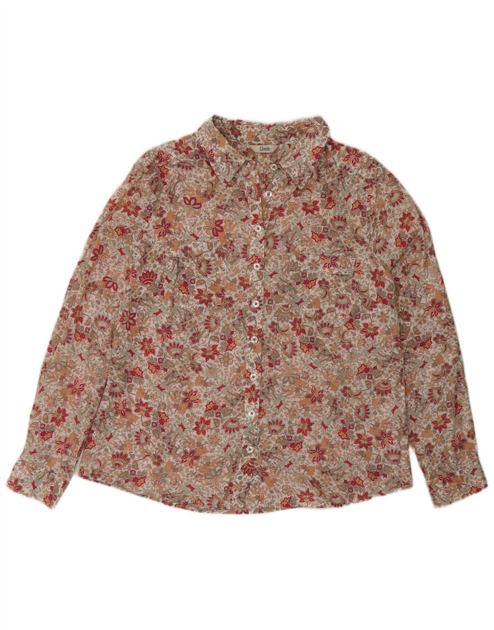 Camisa feminina Marks & Spencer UK 14 grande algodão floral multicolorido