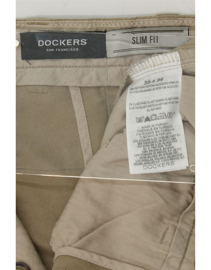 DOCKERS Mens Slim Fit Chino Trousers W38 L32 Beige Cotton Vintage Dockers and Second-Hand Dockers from Messina Hembry 