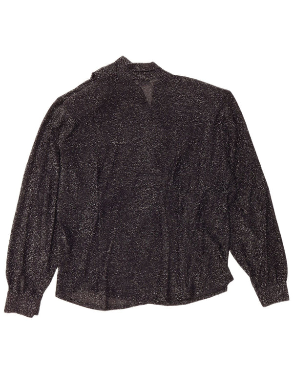 Blusa feminina Giulia Galanti manga comprida Reino Unido 14 médio preto manchado