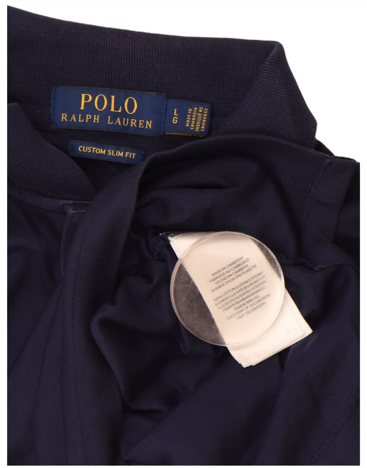 POLO RALPH LAUREN Camisa polo masculina personalizada slim fit grande algodão azul marinho