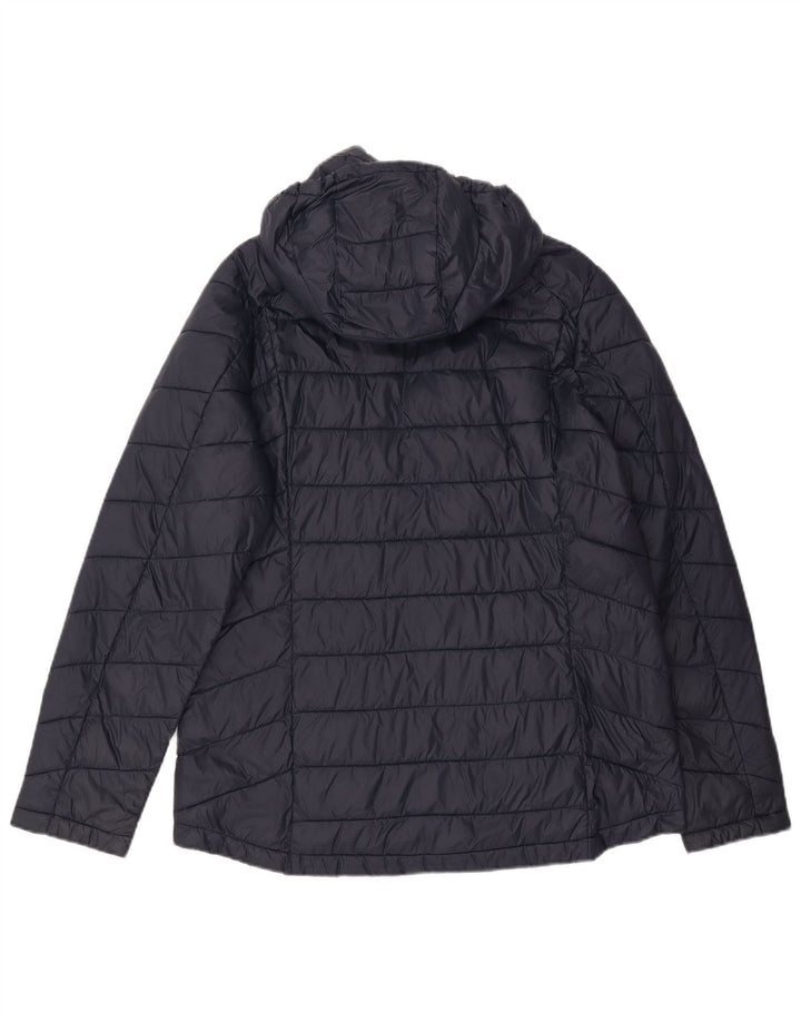 Jaqueta acolchoada com capuz feminina Fat Face Reino Unido 14 grande nylon azul marinho
