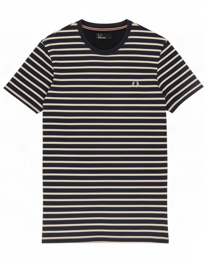 Camiseta masculina Fred Perry Top médio de algodão listrado azul marinho