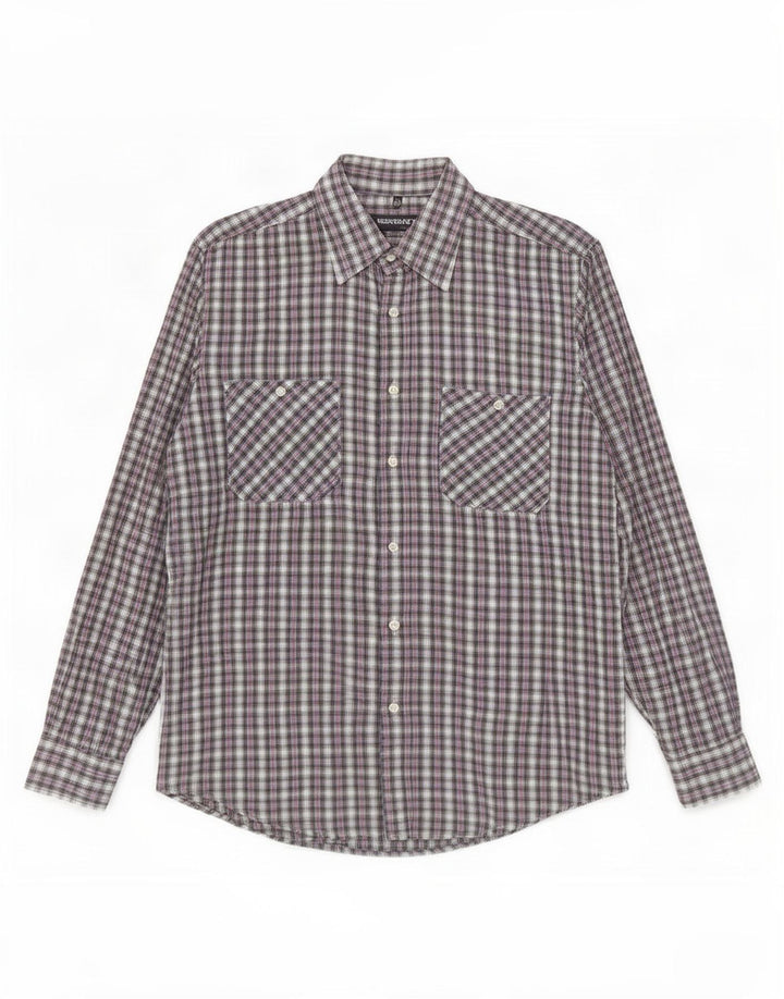 Camisa masculina de flanela Rosengarten tamanho 41/42 grande algodão xadrez multicolorido