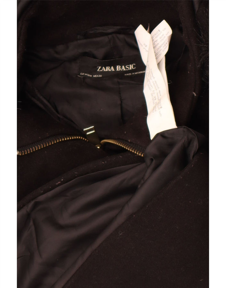 Jaqueta bomber com capuz feminino Zara UK 14 poliéster preto médio