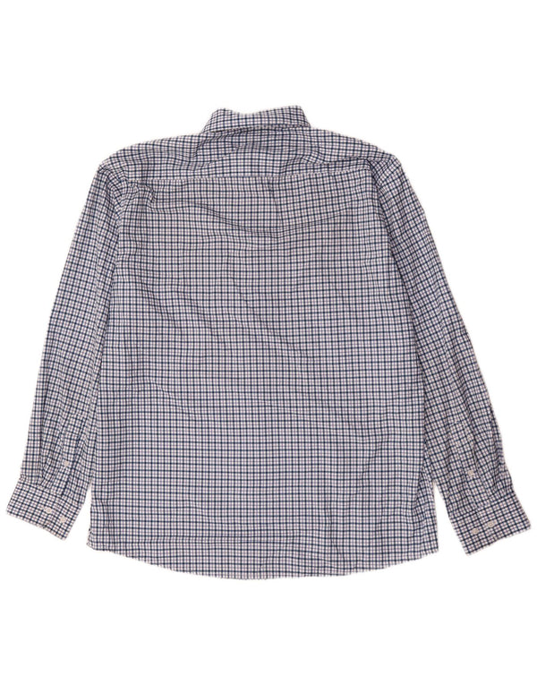 Nautica Mens Slim Fit Shirt Size 17 1/2 XL Blue Check Polyester