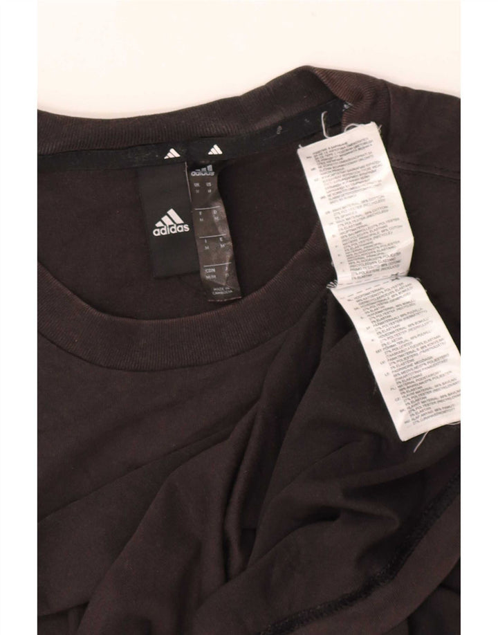 Adidas Mens Camiseta Top Médio Algodão Preto