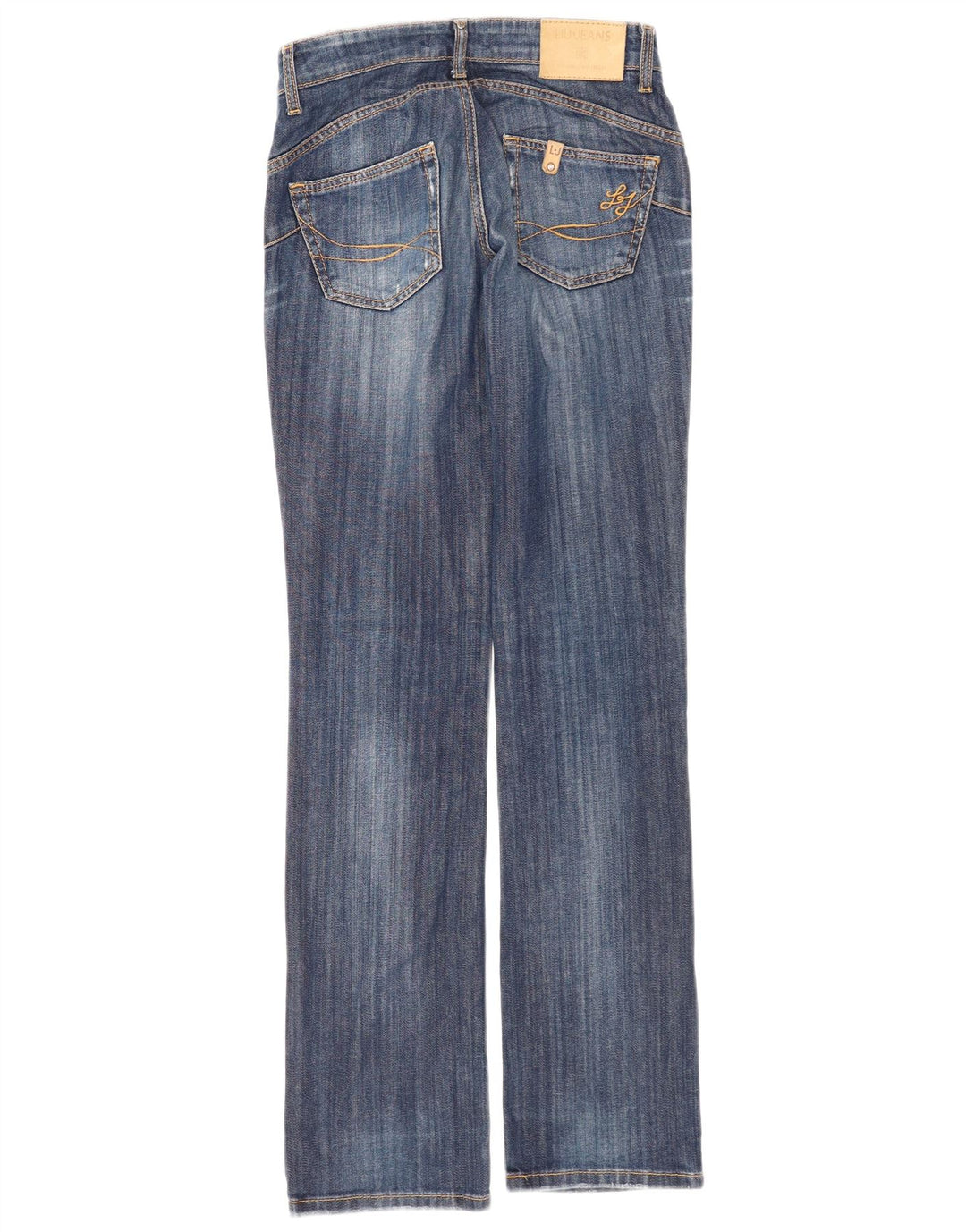 Liu Jo Jeans feminino com corte bootcut desgastado W28 L34 algodão azul