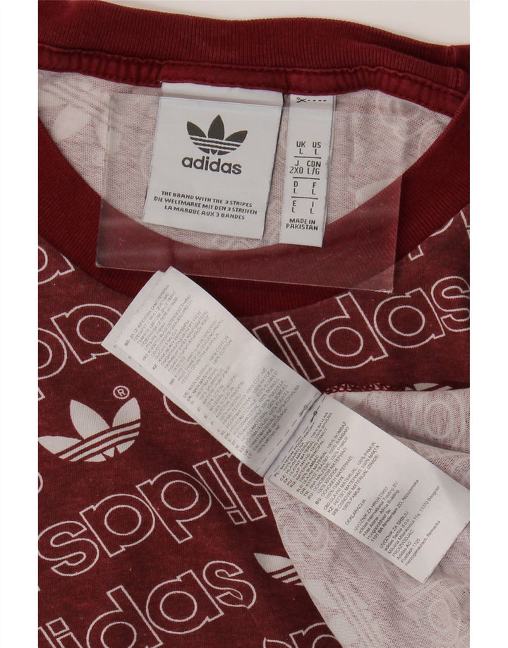ADIDAS Mens Graphic T-Shirt Top Grande Algodão Borgonha