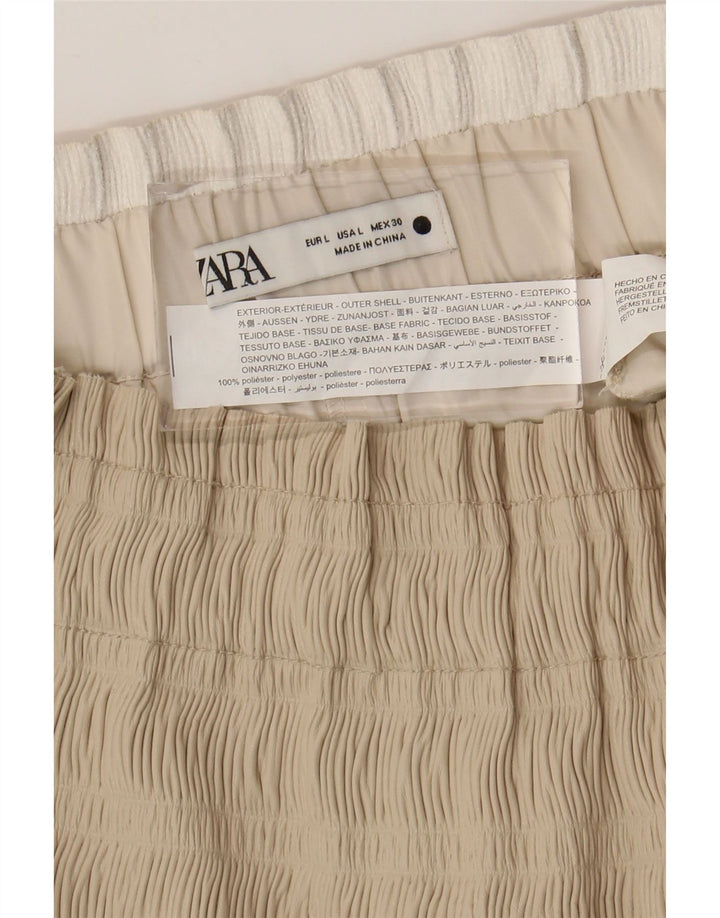 Saia feminina Zara A-Line grande W34 poliéster bege