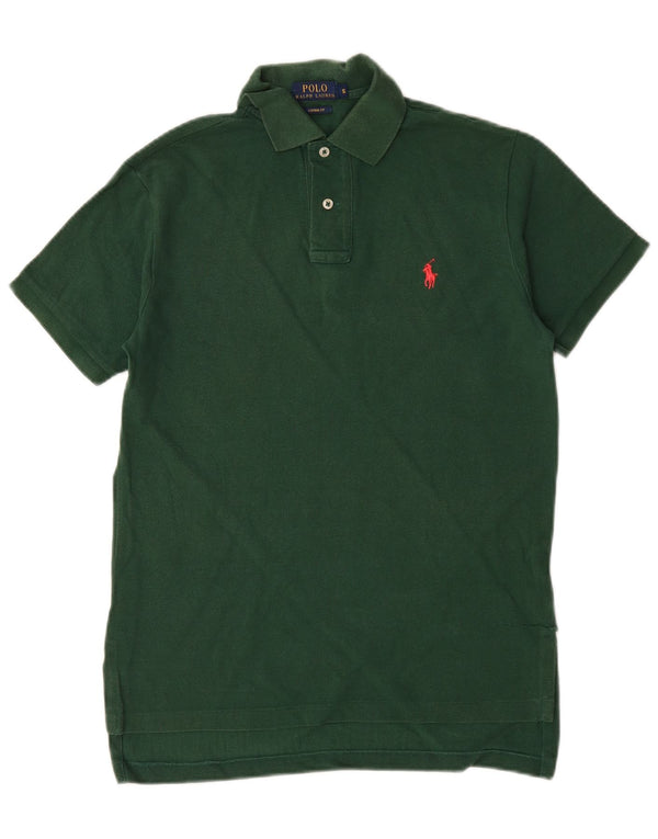 Polo Ralph Lauren Mens Custom Fit Camisa Polo Pequena Verde Algodão