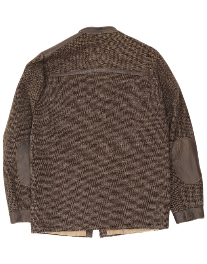 Jaqueta bomber masculina vintage UK 38 espinha de peixe cinza médio