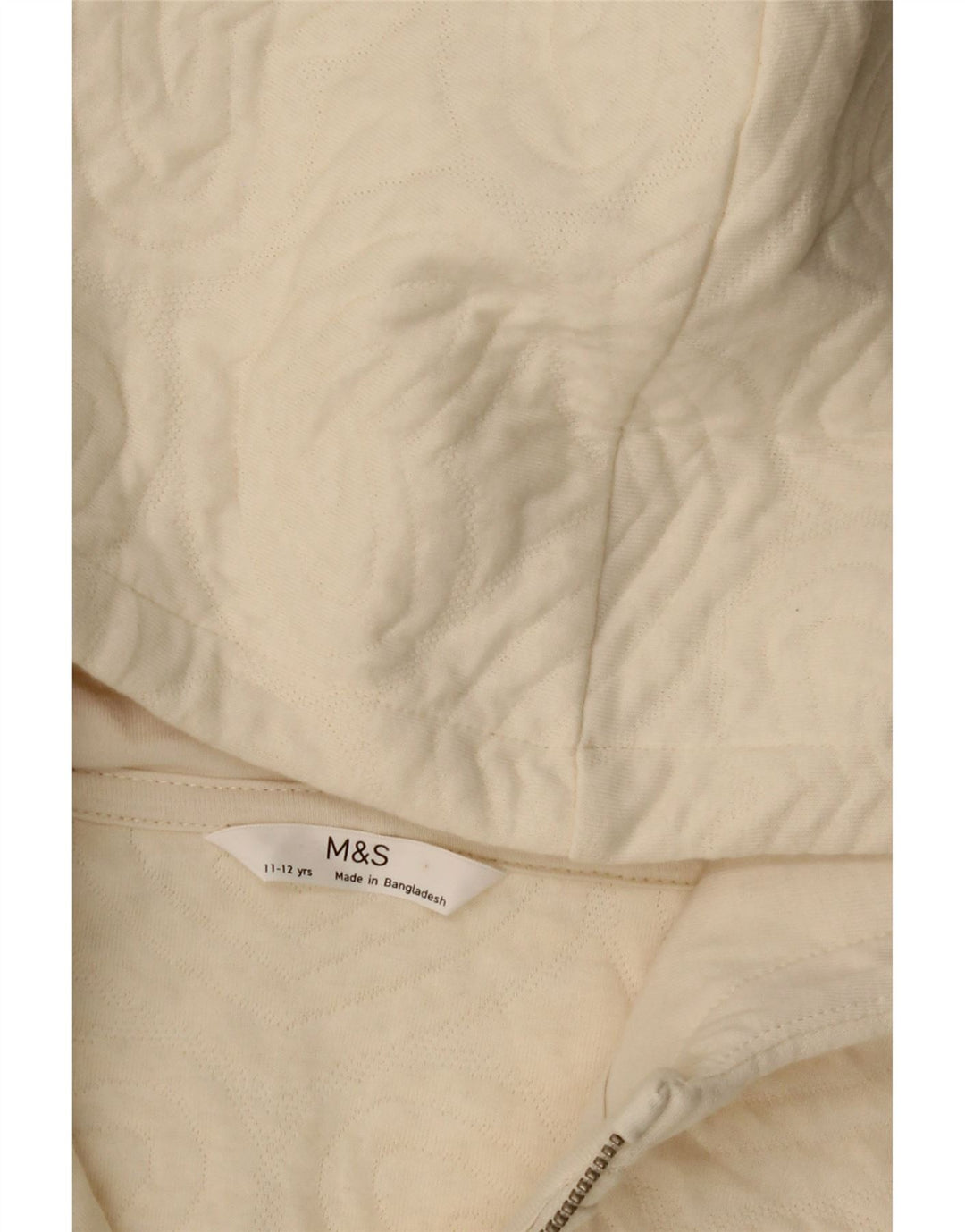 MARKS & SPENCER Girls Zip Hoodie Sweater 11-12 Years Off White Cotton Vintage Marks & Spencer and Second-Hand Marks & Spencer from Messina Hembry 